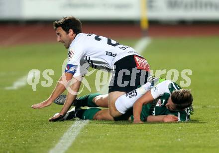 Fussball tipico Bundesliga. RZ Pellets WAC gegen SV Mattersburg. Joachim Standfest, (WAC), Thorsten Roecher  (Mattersburg). Wolfsberg, am 7.11.2015.
Foto: Kuess
---
pressefotos, pressefotografie, kuess, qs, qspictures, sport, bild, bilder, bilddatenbank