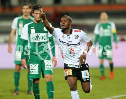 Fussball tipico Bundesliga. RZ Pellets WAC gegen SV Mattersburg. Torjubel Issiaka Ouedraogo (WAC). Wolfsberg, am 7.11.2015.
Foto: Kuess
---
pressefotos, pressefotografie, kuess, qs, qspictures, sport, bild, bilder, bilddatenbank