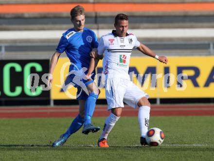 Fussball Regionalliga. RZ Pellets WAC Amateure gegen Annabichler SV.  Peter Tschernegg,  (WAC),  Michael Krainer (ASV). Wolfsberg, Lavanttal Arena, am 8.11.2015.
Foto: Kuess
---
pressefotos, pressefotografie, kuess, qs, qspictures, sport, bild, bilder, bilddatenbank