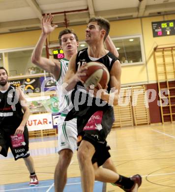 Basketball 2. Bundesliga 2015/16 Grunddurchgang 8.Runde.  KOÅ  Celovec	gegen Mattersburg Rocks. Andi Smrtnik (KOS), Luka Gaspar (Mattersburg). Klagenfurt, am 7.11.2015.
Foto: Kuess
---
pressefotos, pressefotografie, kuess, qs, qspictures, sport, bild, bilder, bilddatenbank