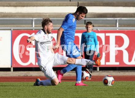 Fussball Regionalliga. RZ Pellets WAC Amateure gegen Annabichler SV.  Christoph Jakob Cemernjak, (WAC),  Abian Jose Serrano Davila  (ASV). Wolfsberg, Lavanttal Arena, am 8.11.2015.
Foto: Kuess
---
pressefotos, pressefotografie, kuess, qs, qspictures, sport, bild, bilder, bilddatenbank