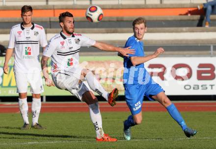 Fussball Regionalliga. RZ Pellets WAC Amateure gegen Annabichler SV.  Manuel Seidl,  (WAC), Michael Krainer (ASV). Wolfsberg, Lavanttal Arena, am 8.11.2015.
Foto: Kuess
---
pressefotos, pressefotografie, kuess, qs, qspictures, sport, bild, bilder, bilddatenbank