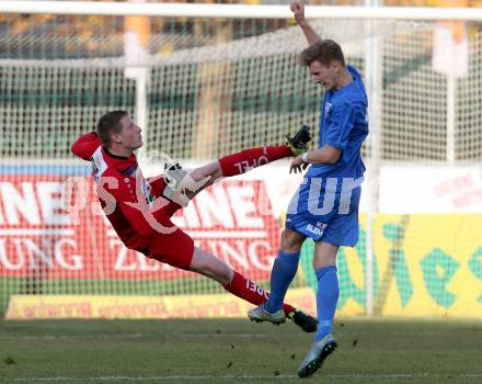 Fussball Regionalliga. RZ Pellets WAC Amateure gegen Annabichler SV.  Rene Arno Robitsch,  (WAC), Michael Krainer (ASV). Wolfsberg, Lavanttal Arena, am 8.11.2015.
Foto: Kuess
---
pressefotos, pressefotografie, kuess, qs, qspictures, sport, bild, bilder, bilddatenbank