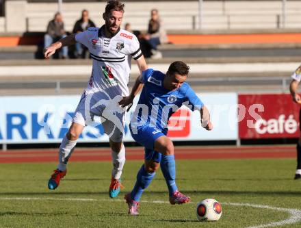 Fussball Regionalliga. RZ Pellets WAC Amateure gegen Annabichler SV.  Christoph Jakob Cemernjak,  (WAC), Vahid Muharemovic (ASV). Wolfsberg, Lavanttal Arena, am 8.11.2015.
Foto: Kuess
---
pressefotos, pressefotografie, kuess, qs, qspictures, sport, bild, bilder, bilddatenbank