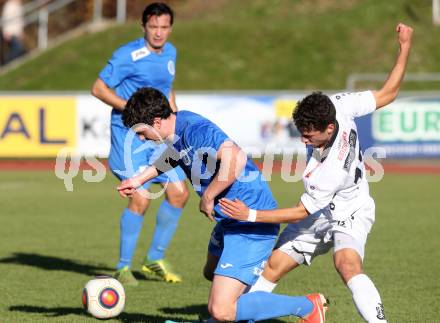 Fussball Regionalliga. RZ Pellets WAC Amateure gegen Annabichler SV.  Bastian Rupp,  (WAC), Andreas Tiffner (ASV). Wolfsberg, Lavanttal Arena, am 8.11.2015.
Foto: Kuess
---
pressefotos, pressefotografie, kuess, qs, qspictures, sport, bild, bilder, bilddatenbank