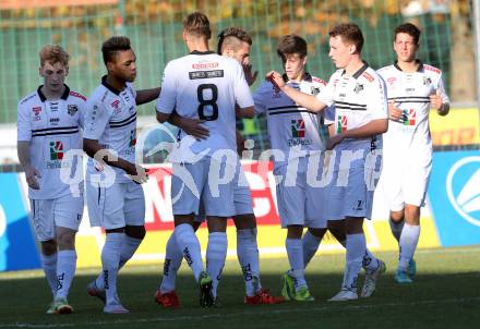 Fussball Regionalliga. RZ Pellets WAC Amateure gegen Annabichler SV.  Torjubel Manuel Seid (WAC). Wolfsberg, Lavanttal Arena, am 8.11.2015.
Foto: Kuess
---
pressefotos, pressefotografie, kuess, qs, qspictures, sport, bild, bilder, bilddatenbank