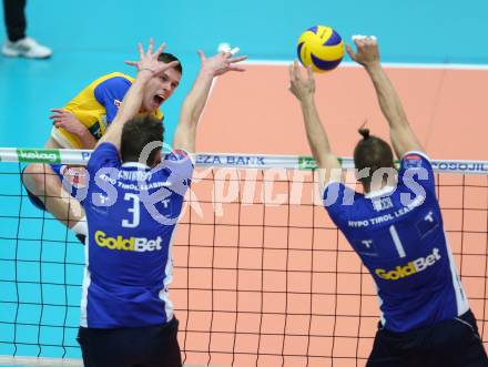 Volleyball BUndesliga. SK Posojilnica Aich/Dob gegen Hypo Tirol VT.  Kiryll Krasnevski (Aich/Dob). Bleiburg, am 12.11.2015.
Foto: Kuess
---
pressefotos, pressefotografie, kuess, qs, qspictures, sport, bild, bilder, bilddatenbank