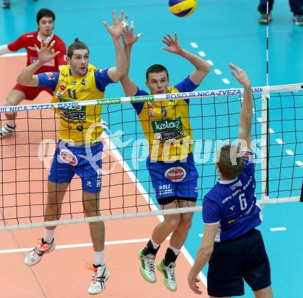 Volleyball BUndesliga. SK Posojilnica Aich/Dob gegen Hypo Tirol VT.  Danijel Koncilja, Kiryll Krasnevski (Aich/Dob). Bleiburg, am 12.11.2015.
Foto: Kuess
---
pressefotos, pressefotografie, kuess, qs, qspictures, sport, bild, bilder, bilddatenbank