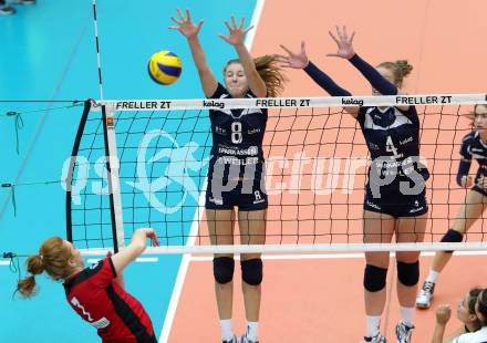 Volleyball Bundesliga. ATSC Wildcats gegen Salzburg. Katharina Holzer, Sabrina Mueller (Wildcats). Bleiburg, am 12.11.2015.
Foto: Kuess
---
pressefotos, pressefotografie, kuess, qs, qspictures, sport, bild, bilder, bilddatenbank