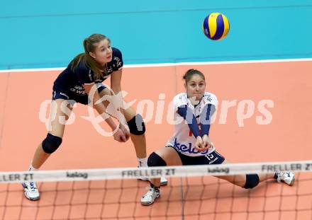 Volleyball Bundesliga. ATSC Wildcats gegen Salzburg. Katharina Holzer, Nicole Freller (Wildcats). Bleiburg, am 12.11.2015.
Foto: Kuess
---
pressefotos, pressefotografie, kuess, qs, qspictures, sport, bild, bilder, bilddatenbank