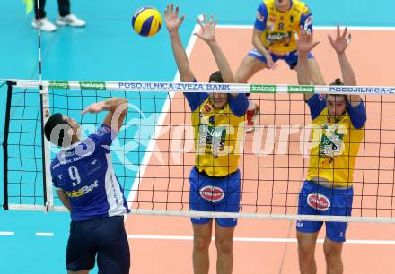 Volleyball BUndesliga. SK Posojilnica Aich/Dob gegen Hypo Tirol VT.  Filip Palgut, Danijel Koncilja (Aich/Dob). Bleiburg, am 12.11.2015.
Foto: Kuess
---
pressefotos, pressefotografie, kuess, qs, qspictures, sport, bild, bilder, bilddatenbank