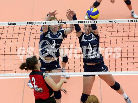 Volleyball Bundesliga. ATSC Wildcats gegen Salzburg. Melissa Hess, Sabrina Mueller (Wildcats). Bleiburg, am 12.11.2015.
Foto: Kuess
---
pressefotos, pressefotografie, kuess, qs, qspictures, sport, bild, bilder, bilddatenbank