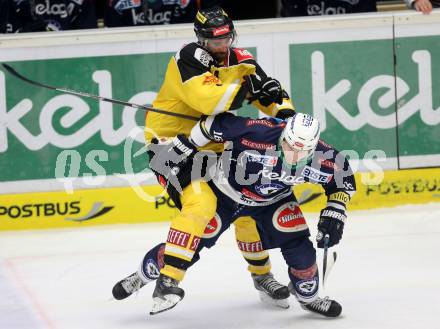 EBEL. Eishockey Bundesliga. EC VSV gegen UPC Vienna Capitals. Daniel Nageler, (VSV), Philippe Lakos (Caps). Villach, am 17.11.2015.
Foto: Kuess 


---
pressefotos, pressefotografie, kuess, qs, qspictures, sport, bild, bilder, bilddatenbank