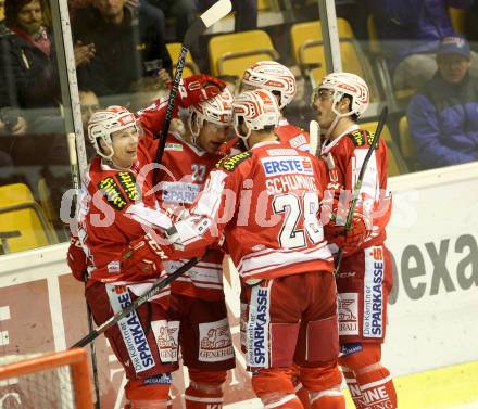 EBEL. Eishockey Bundesliga. KAC gegen 	Moser Medical Graz 99ers. torjubel (KAC). Klagenfurt, am 17.11.2015.
Foto: Kuess

---
pressefotos, pressefotografie, kuess, qs, qspictures, sport, bild, bilder, bilddatenbank