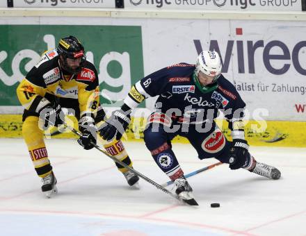 EBEL. Eishockey Bundesliga. EC VSV gegen UPC Vienna Capitals. Rick Schofield, (VSV), MacGregor Sharp (Caps). Villach, am 17.11.2015
Foto: Kuess 


---
pressefotos, pressefotografie, kuess, qs, qspictures, sport, bild, bilder, bilddatenbank