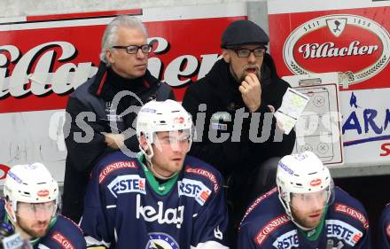 EBEL. Eishockey Bundesliga. EC VSV gegen UPC Vienna Capitals. Jubel Trainer Greg Holst, Co-Trainer Markus Peintner (VSV). Villach, am 17.11.2015.
Foto: Kuess 


---
pressefotos, pressefotografie, kuess, qs, qspictures, sport, bild, bilder, bilddatenbank