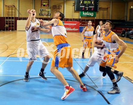 Basketball 2. Bundesliga 2015/16 Grunddurchgang 9.Runde.  Woerthersee Piraten gegen BBU Salzburg. SEbastian Wuertz,  (Woerthersee Piraten), Lorenz Rattey (BBU Salzburg). Klagenfurt, am 21.11.2015.
Foto: Kuess
---
pressefotos, pressefotografie, kuess, qs, qspictures, sport, bild, bilder, bilddatenbank