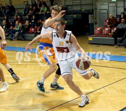 Basketball 2. Bundesliga 2015/16 Grunddurchgang 9.Runde.  Woerthersee Piraten gegen BBU Salzburg. Christian Erschen (Piraten), Nicolas Brauer (Salzburg). Klagenfurt, am 21.11.2015.
Foto: Kuess
---
pressefotos, pressefotografie, kuess, qs, qspictures, sport, bild, bilder, bilddatenbank