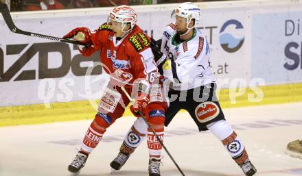 EBEL. Eishockey Bundesliga. KAC gegen 	VSV. Patrick Harand, (KAC), Matt Kelly  (VSV). Klagenfurt, am 22.11.2015.
Foto: Kuess

---
pressefotos, pressefotografie, kuess, qs, qspictures, sport, bild, bilder, bilddatenbank