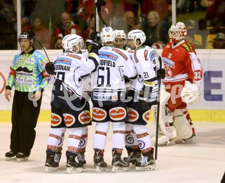 EBEL. Eishockey Bundesliga. KAC gegen 	VSV. Torjubel (VSV). Klagenfurt, am 22.11.2015.
Foto: Kuess

---
pressefotos, pressefotografie, kuess, qs, qspictures, sport, bild, bilder, bilddatenbank