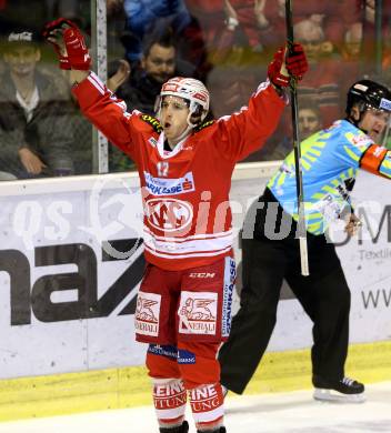 EBEL. Eishockey Bundesliga. KAC gegen 	VSV. Torjubel Patrick Harand, (KAC). Klagenfurt, am 22.11.2015.
Foto: Kuess

---
pressefotos, pressefotografie, kuess, qs, qspictures, sport, bild, bilder, bilddatenbank