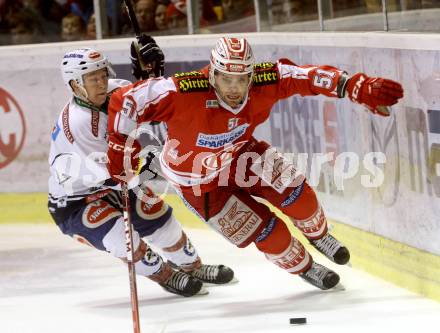 EBEL. Eishockey Bundesliga. KAC gegen 	VSV. Kevin Kapstad,  (KAC), Christian Jennes (VSV). Klagenfurt, am 22.11.2015.
Foto: Kuess

---
pressefotos, pressefotografie, kuess, qs, qspictures, sport, bild, bilder, bilddatenbank