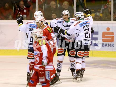 EBEL. Eishockey Bundesliga. KAC gegen 	VSV. Torjubel (VSV). Klagenfurt, am 22.11.2015.
Foto: Kuess

---
pressefotos, pressefotografie, kuess, qs, qspictures, sport, bild, bilder, bilddatenbank