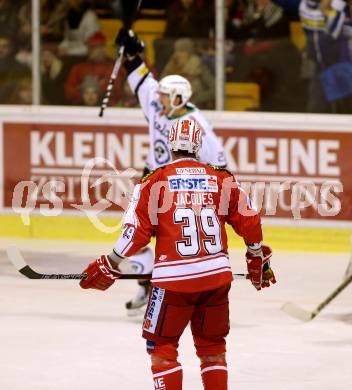 EBEL. Eishockey Bundesliga. KAC gegen 	VSV. Jean Francois Jacques, (KAC), Torjubel Villach (VSV). Klagenfurt, am 22.11.2015.
Foto: Kuess

---
pressefotos, pressefotografie, kuess, qs, qspictures, sport, bild, bilder, bilddatenbank