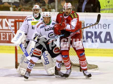 EBEL. Eishockey Bundesliga. KAC gegen 	VSV. Jean Francois Jacques,(KAC),  Nico Brunner, Jean Philippe Lamoureux  (VSV). Klagenfurt, am 22.11.2015.
Foto: Kuess

---
pressefotos, pressefotografie, kuess, qs, qspictures, sport, bild, bilder, bilddatenbank