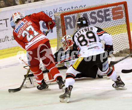 EBEL. Eishockey Bundesliga. KAC gegen 	HC Orli Znojmo. Thomas Hundertpfund, (KAC), Patrik Nechvatal, Jan Lattner  (Znojmo). Klagenfurt, am 24.11.2015.
Foto: Kuess

---
pressefotos, pressefotografie, kuess, qs, qspictures, sport, bild, bilder, bilddatenbank