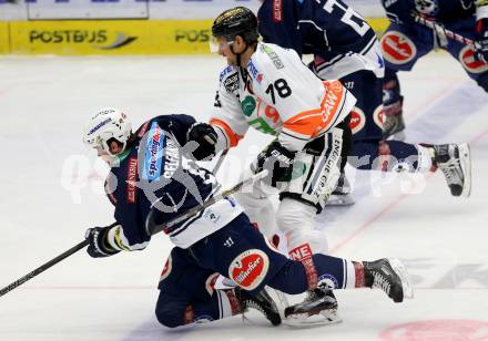 EBEL. Eishockey Bundesliga. EC VSV gegen Moser Medical Graz 99ers.  Ruslan Gelfanov, (VSV), Philipp Pinter (Graz). Villach, am 24.11.2015.
Foto: Kuess 


---
pressefotos, pressefotografie, kuess, qs, qspictures, sport, bild, bilder, bilddatenbank