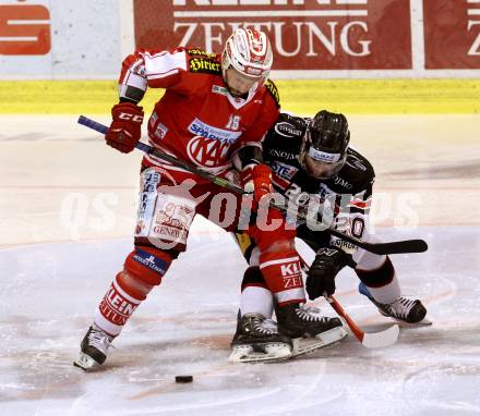 EBEL. Eishockey Bundesliga. KAC gegen 	HC Orli Znojmo. Thomas Koch,  (KAC), Martin Podesva (Znojmo). Klagenfurt, am 24.11.2015.
Foto: Kuess

---
pressefotos, pressefotografie, kuess, qs, qspictures, sport, bild, bilder, bilddatenbank