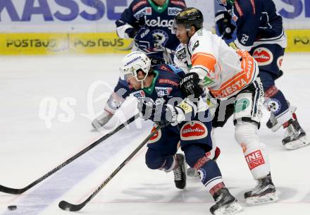 EBEL. Eishockey Bundesliga. EC VSV gegen Moser Medical Graz 99ers.  Ruslan Gelfanov, (VSV), Philipp Pinter (Graz). Villach, am 24.11.2015.
Foto: Kuess 


---
pressefotos, pressefotografie, kuess, qs, qspictures, sport, bild, bilder, bilddatenbank