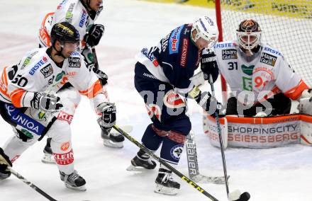 EBEL. Eishockey Bundesliga. EC VSV gegen Moser Medical Graz 99ers.  Daniel Nageler,  (VSV), Sabahudin Kovacevic, Sebastian Dahm (Graz). Villach, am 24.11.2015.
Foto: Kuess 


---
pressefotos, pressefotografie, kuess, qs, qspictures, sport, bild, bilder, bilddatenbank