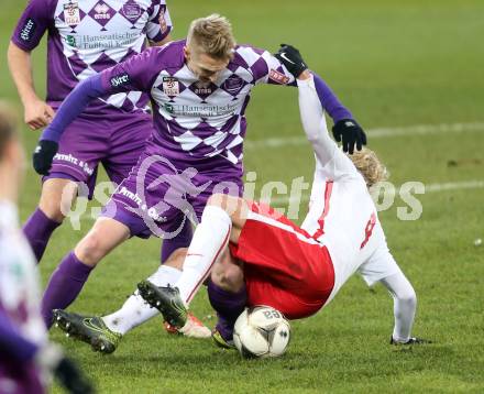 Fussball Sky go Erste Liga. SK Austria Klagenfurt gegen FC Liefering.  Matthias Koch, (Klagenfurt), Xaver Schlager  (Liefering). Klagenfurt, am 27.11.2015.
Foto: Kuess
---
pressefotos, pressefotografie, kuess, qs, qspictures, sport, bild, bilder, bilddatenbank