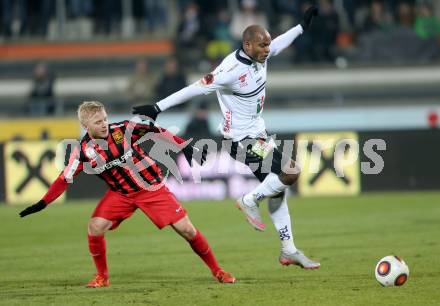 Fussball tipico Bundesliga. RZ Pellets WAC gegen FC Admira Wacker Moedling. De Oliveira Silvio Carlos, (WAC), Patrick Wessely (Moedling). Wolfsberg, am 7.11.2015.
Foto: Kuess
---
pressefotos, pressefotografie, kuess, qs, qspictures, sport, bild, bilder, bilddatenbank