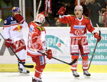 EBEL. Eishockey Bundesliga. KAC gegen 	EC Red Bull Salzburg. Torjubel Stefan Geier (KAC). Klagenfurt, am 29.11.2015.
Foto: Kuess

---
pressefotos, pressefotografie, kuess, qs, qspictures, sport, bild, bilder, bilddatenbank