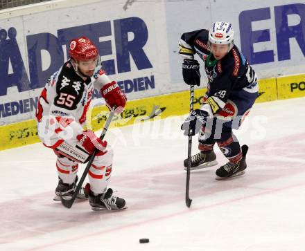 EBEL. Eishockey Bundesliga. EC VSV gegen HC TWK Innsbruck.	 .  Christian Jennes,  (VSV), Nicholas Schaus (Innsbruck). Villach, am 29.11.2015.
Foto: Kuess 


---
pressefotos, pressefotografie, kuess, qs, qspictures, sport, bild, bilder, bilddatenbank