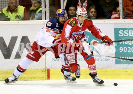 EBEL. Eishockey Bundesliga. KAC gegen 	EC Red Bull Salzburg. Manuel Ganahl,  (KAC), Zdenek Kutlak (Salzburg). Klagenfurt, am 29.11.2015.
Foto: Kuess

---
pressefotos, pressefotografie, kuess, qs, qspictures, sport, bild, bilder, bilddatenbank