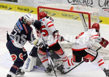 EBEL. Eishockey Bundesliga. EC VSV gegen HC TWK Innsbruck.	 .  Markus Schlacher,  (VSV), David Schuller (Innsbruck). Villach, am 29.11.2015.
Foto: Kuess 


---
pressefotos, pressefotografie, kuess, qs, qspictures, sport, bild, bilder, bilddatenbank