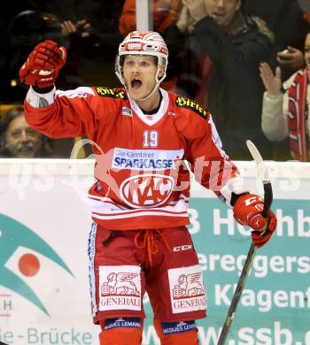 EBEL. Eishockey Bundesliga. KAC gegen 	EC Red Bull Salzburg. Torjubel Stefan Geier (KAC). Klagenfurt, am 29.11.2015.
Foto: Kuess

---
pressefotos, pressefotografie, kuess, qs, qspictures, sport, bild, bilder, bilddatenbank