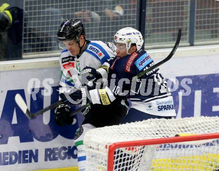 EBEL. Eishockey Bundesliga. EC VSV gegen HDD TELEMACH Olimpija Ljubljana. Brock McBride,  (VSV), Kristof Reinthaler (Laibach). Villach, am 4.12.2015.
Foto: Kuess 


---
pressefotos, pressefotografie, kuess, qs, qspictures, sport, bild, bilder, bilddatenbank