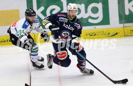 EBEL. Eishockey Bundesliga. EC VSV gegen HDD TELEMACH Olimpija Ljubljana. Rick Schofield,  (VSV), Andrej Hebar (Laibach). Villach, am 4.12.2015.
Foto: Kuess 


---
pressefotos, pressefotografie, kuess, qs, qspictures, sport, bild, bilder, bilddatenbank