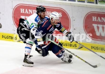 EBEL. Eishockey Bundesliga. EC VSV gegen HDD TELEMACH Olimpija Ljubljana. Markus Schlacher,  (VSV), Nardo Nagtzaam (Laibach). Villach, am 4.12.2015.
Foto: Kuess 


---
pressefotos, pressefotografie, kuess, qs, qspictures, sport, bild, bilder, bilddatenbank