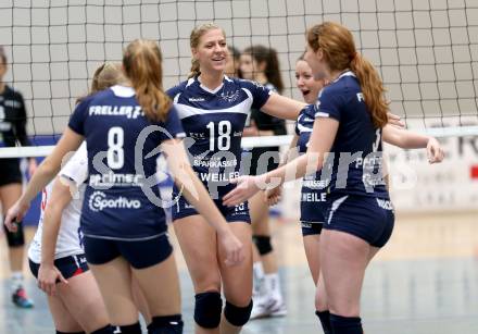 Frauen Volleyball Bundesliga. ATSC Wildcats Klagenfurt gegen Post SV Wien. Jubel  (wildcats). Klagenfurt, am 8.12.2015.
Foto: Kuess
---
pressefotos, pressefotografie, kuess, qs, qspictures, sport, bild, bilder, bilddatenbank