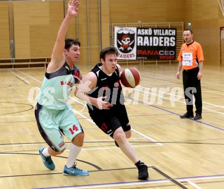 Basketball OEBV Cup. Raiders Villach gegen Mistelbach Mustangs. Andreas Kuttnig,  (Villach), Stefan Obermann (Mistelbach). Villach, am 8.12.2015.
Foto: Kuess
---
pressefotos, pressefotografie, kuess, qs, qspictures, sport, bild, bilder, bilddatenbank