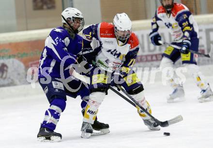 Eishockey Kaerntner Landesklasse Ost. KHC Kappler Club gegen Friesacher AC II. Bernd Doerfler, (Kappel), Daniel Schroecker  (Friesach). Althofen, am 12.12.2015.
Foto: Kuess
---
pressefotos, pressefotografie, kuess, qs, qspictures, sport, bild, bilder, bilddatenbank