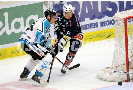 EBEL. Eishockey Bundesliga. EC VSV gegen EHC Liwest Black Wings Linz. Patrick Platzer,  (VSV), Robert Lukas (Linz). Villach, am 13.12.2015.
Foto: Kuess 


---
pressefotos, pressefotografie, kuess, qs, qspictures, sport, bild, bilder, bilddatenbank