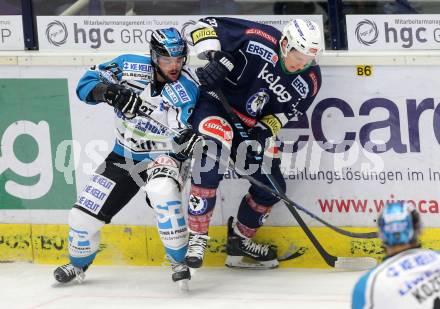 EBEL. Eishockey Bundesliga. EC VSV gegen EHC Liwest Black Wings Linz. Patrick Platzer,  (VSV), Bernhard Fechtig (Linz). Villach, am 13.12.2015.
Foto: Kuess 


---
pressefotos, pressefotografie, kuess, qs, qspictures, sport, bild, bilder, bilddatenbank