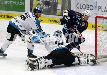 EBEL. Eishockey Bundesliga. EC VSV gegen EHC Liwest Black Wings Linz. Rick Schofield, Marc Andre Dorion, (VSV), Michael Ouzas (Linz). Villach, am 15.12.2015.
Foto: Kuess 


---
pressefotos, pressefotografie, kuess, qs, qspictures, sport, bild, bilder, bilddatenbank